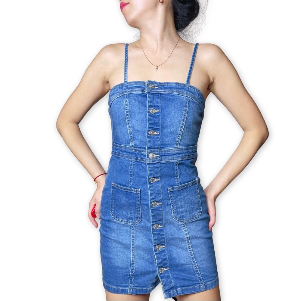 Eighty Two Denim Sleeveless ButtonFront Denim Dress Size S